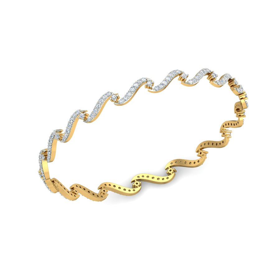 1.3Ct Natural Diamond Bangle in Yellow Gold | SolitaireKart